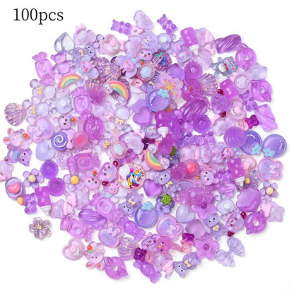 96pcs Rainbow Theme Acrylic Flatback Beads