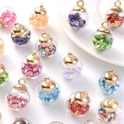 Glitter Sequin Glass Bottle Pendants