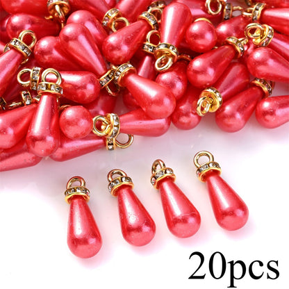 Multicolor Acrylic Imitation Pearl Waterdrop Charms