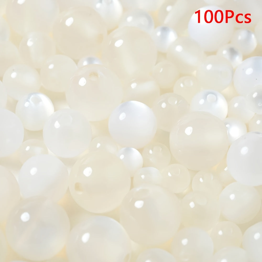 White Acrylic Round Beads