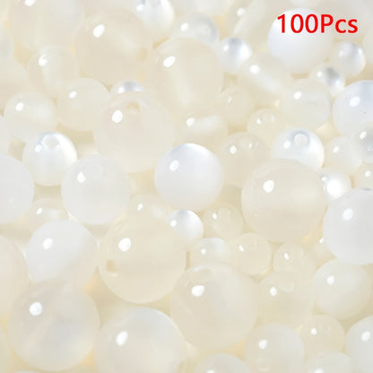White Acrylic Round Beads