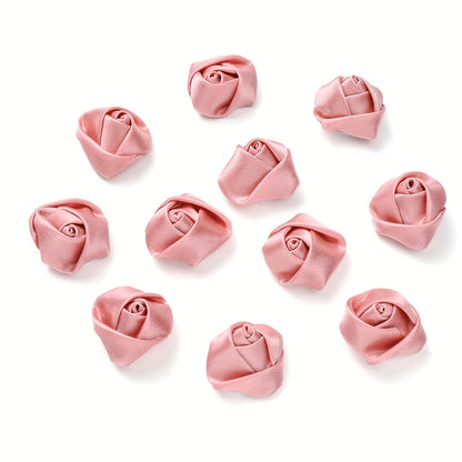 10PCS Multicolor Fabric Rose Bud Flower Embellishment Set