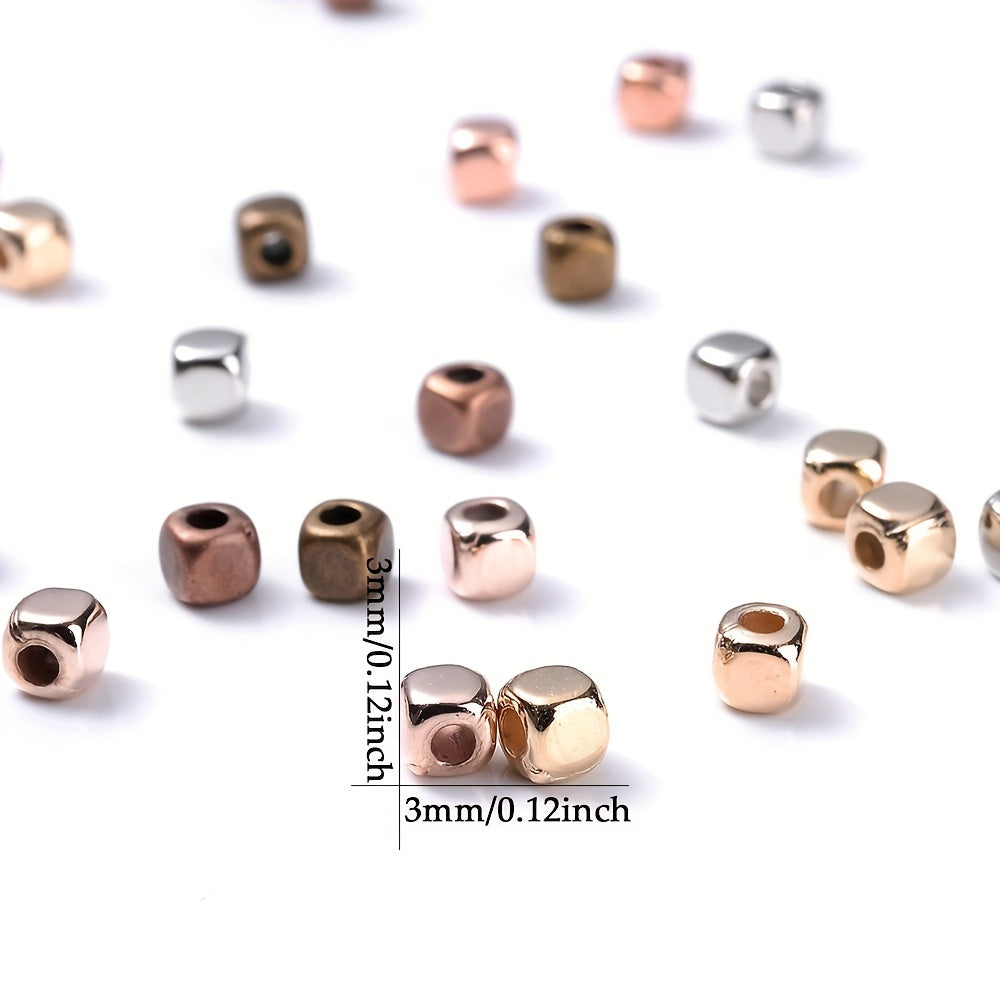 100PCS 3mm Multicolor Cube CCB Spacer Bead Set