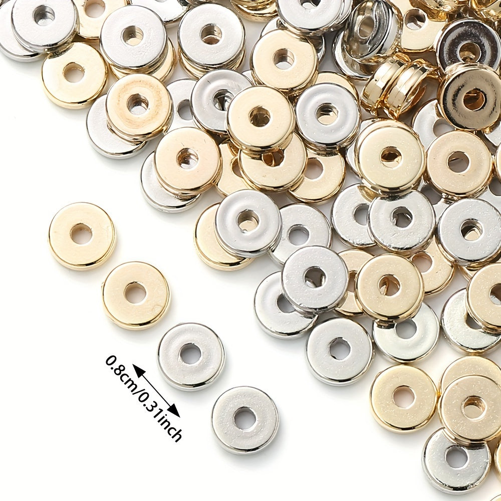 100PCS 8mm Round & Flat Wheel Plastic Spacer Bead Set