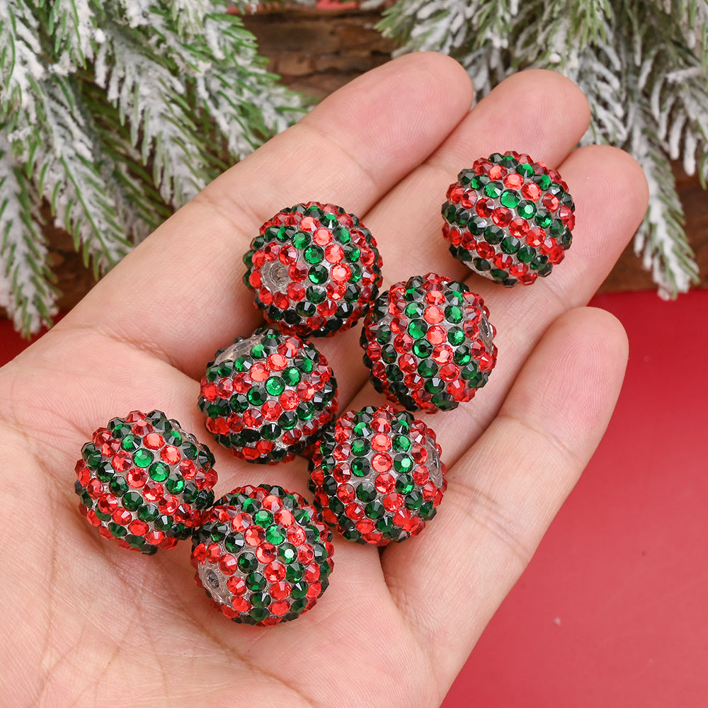 Red and Green Striped Resin Beads