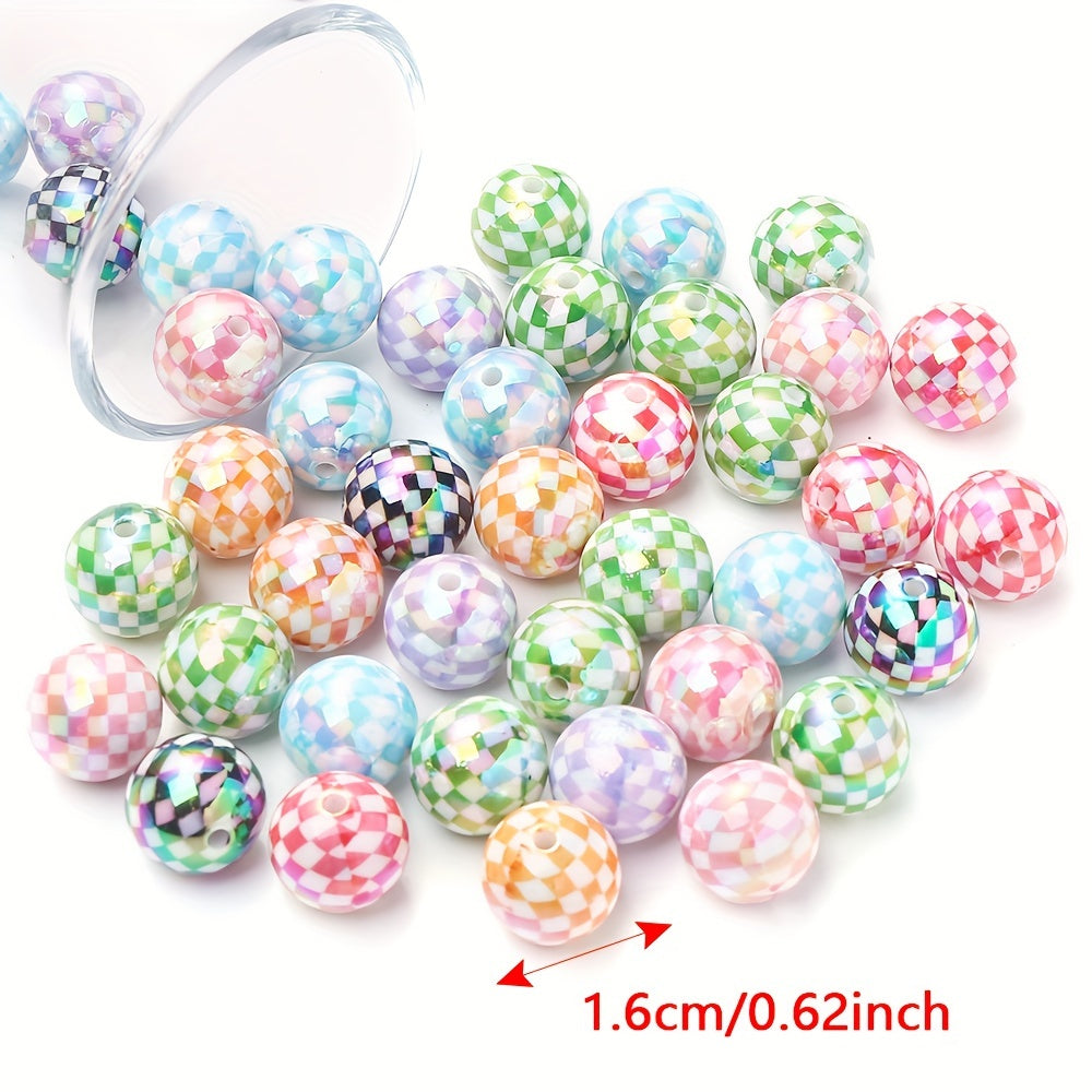 AB Checkered Acrylic Spacer Beads