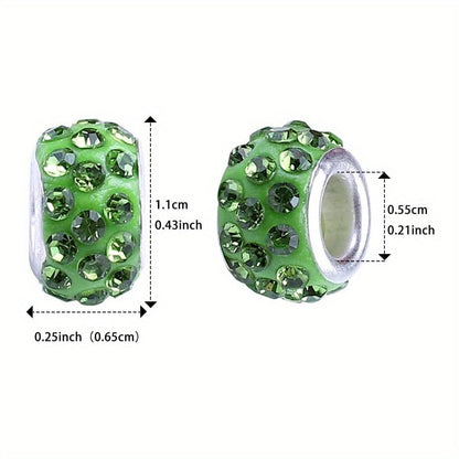 10-Piece Random Multicolor European-Style Rhinestone Large Hole Beads