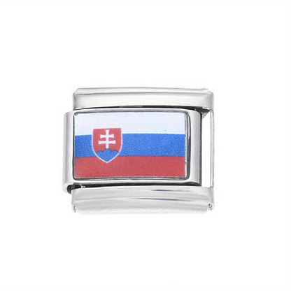 World Flag Alloy Bracelet Module