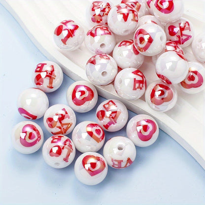 Red Romantic Round Acrylic Beads