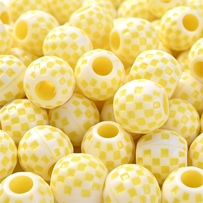 10PCS 14mm Multicolor Checkerboard Acrylic Bead Set