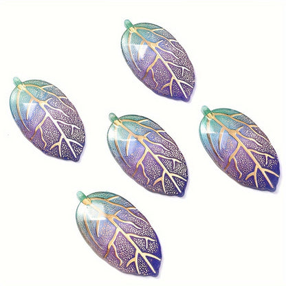 10PCS 21×40mm Gradient Acrylic Leaf Pendant Set