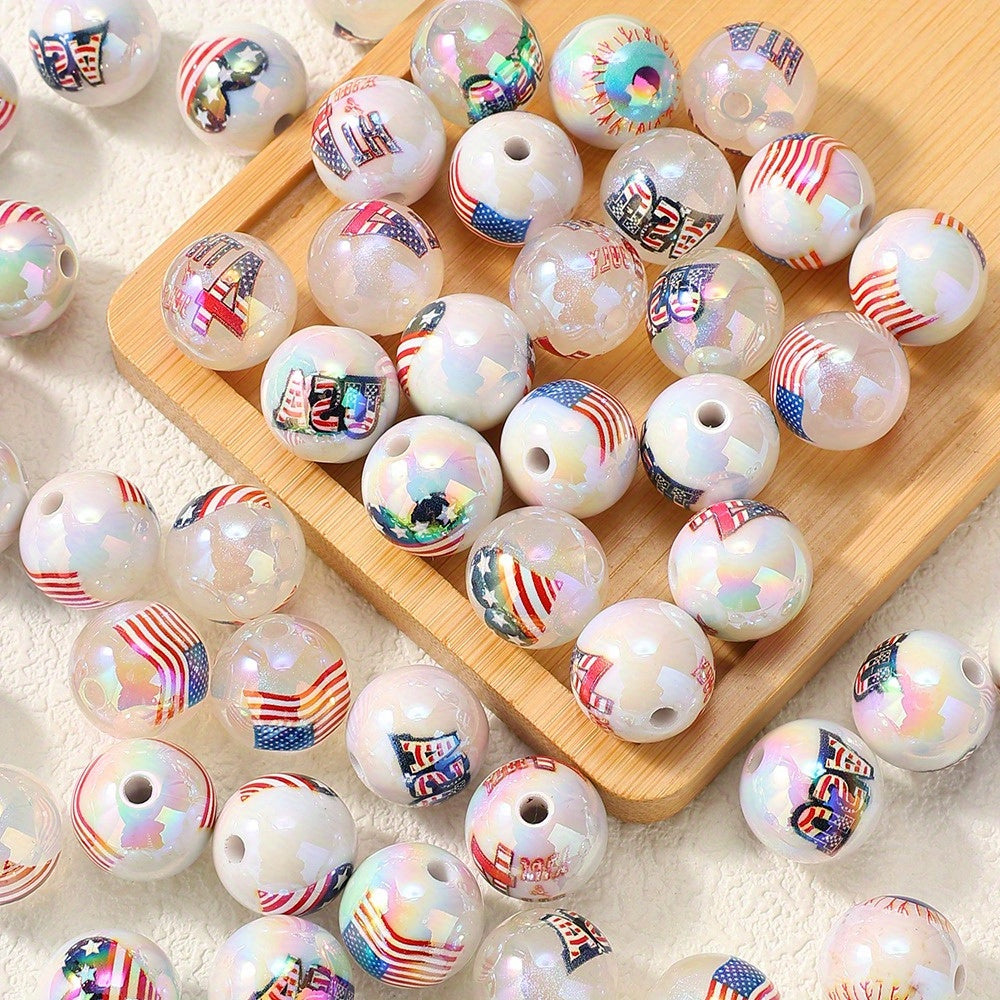 American Flag Pattern Acrylic Beads