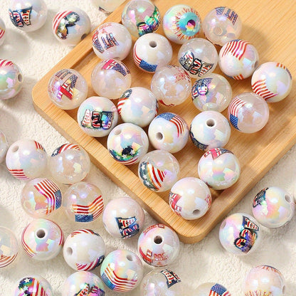 American Flag Pattern Acrylic Beads