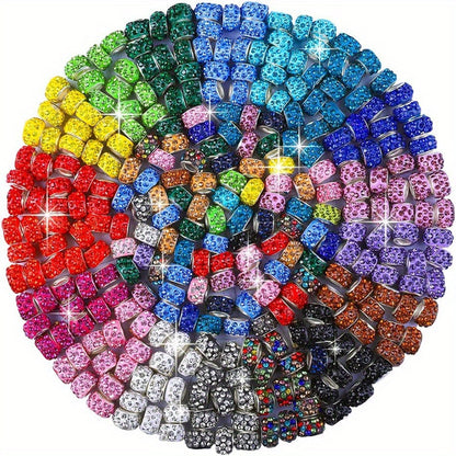 10-Piece Random Multicolor European-Style Rhinestone Large Hole Beads