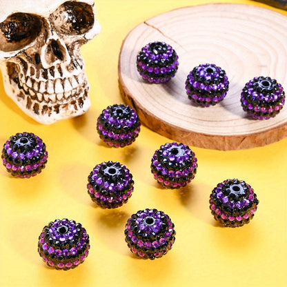 Black Purple Resin Round Beads