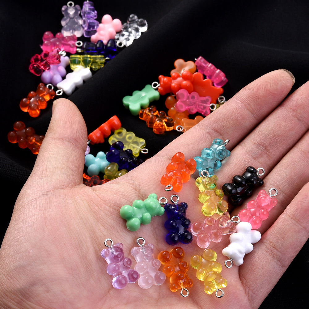 10-Piece 10x20 mm Vibrant Resin Bear Charms