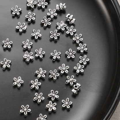 Silver Five-Petal Flower Alloy Beads