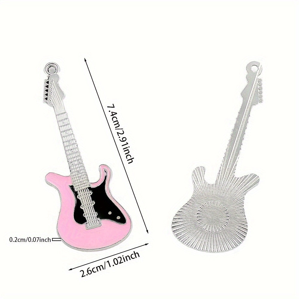 2PCS 7.4×2.6cm Antique Guitar Alloy Pendant Set