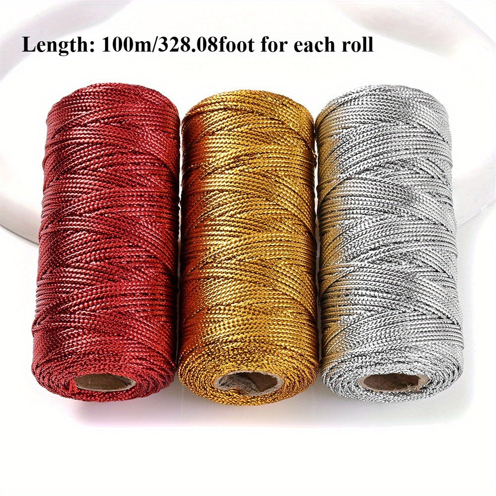 Gold Silver Red Braided Thread
