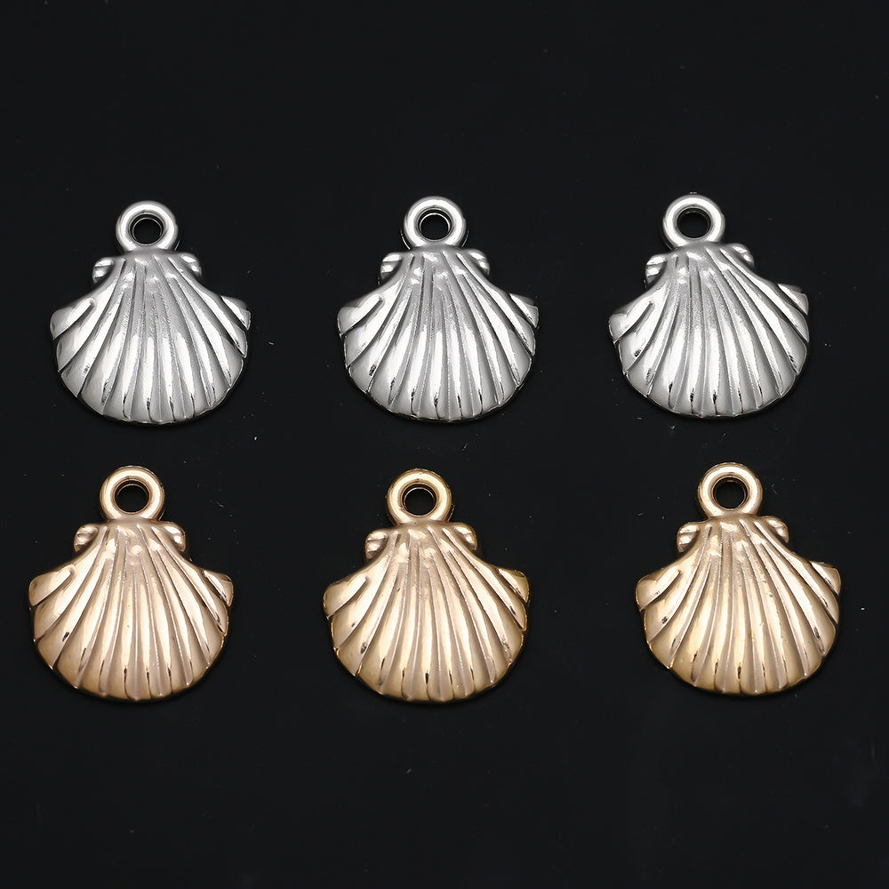 Golden and Silvery Plastic Shell Pendant Charms