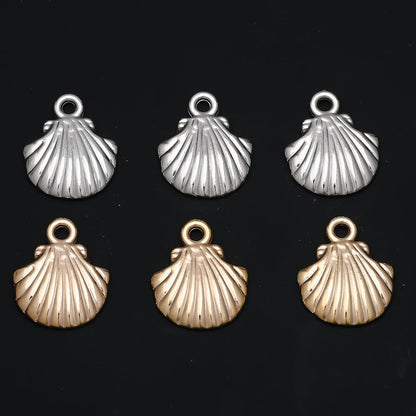 Golden and Silvery Plastic Shell Pendant Charms