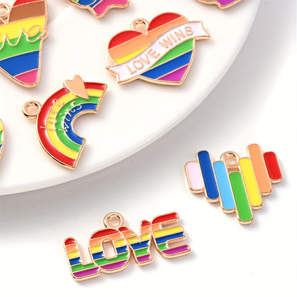 Rainbow Hand Love Alloy Pendants