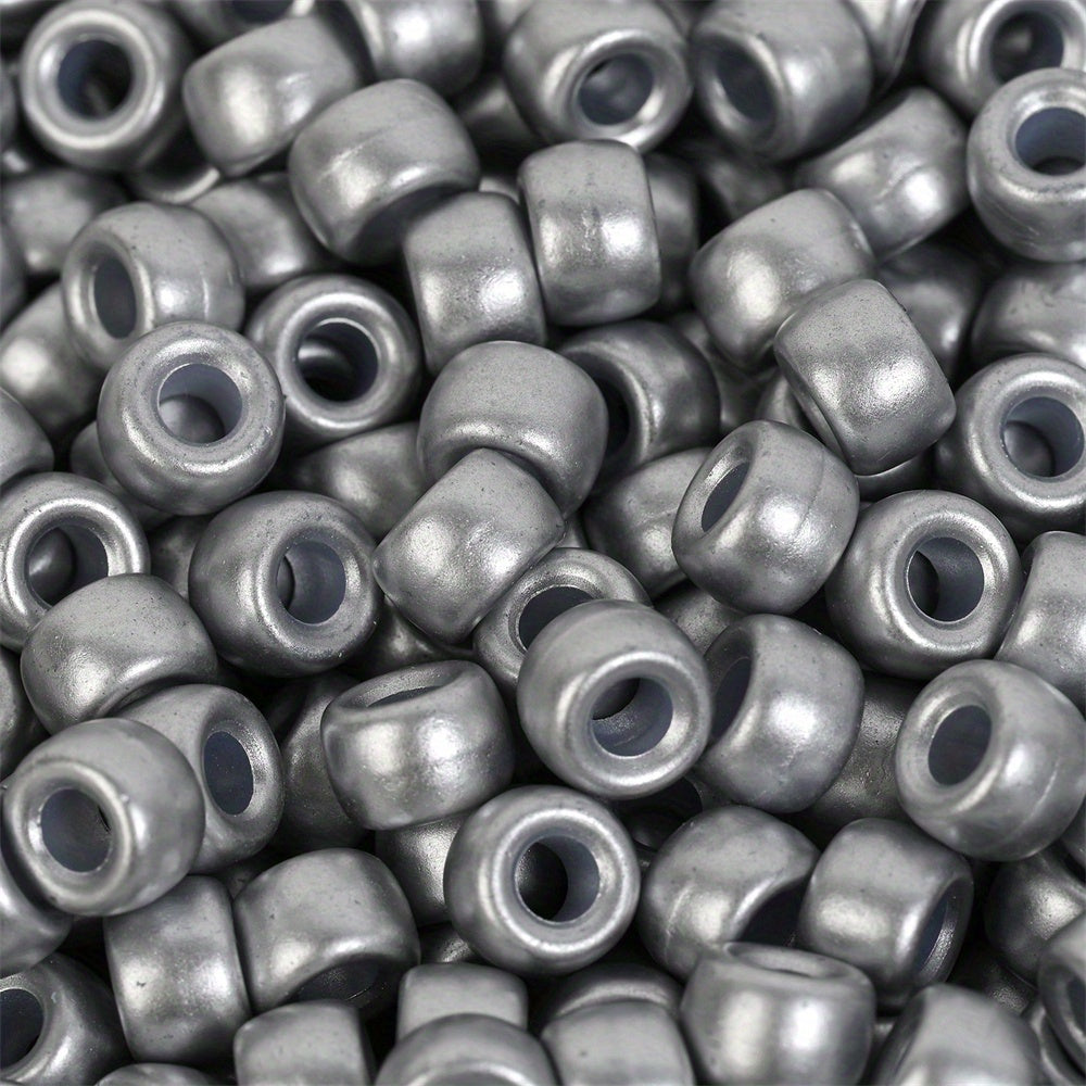 100pcs Colorful Acrylic Big Hole Pony Beads- 6x9mmLarge Hole Beads