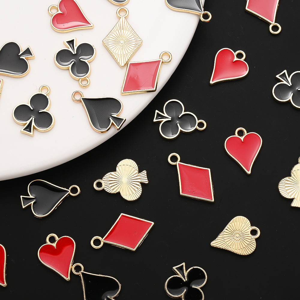Poker Pattern Alloy Pendant Set