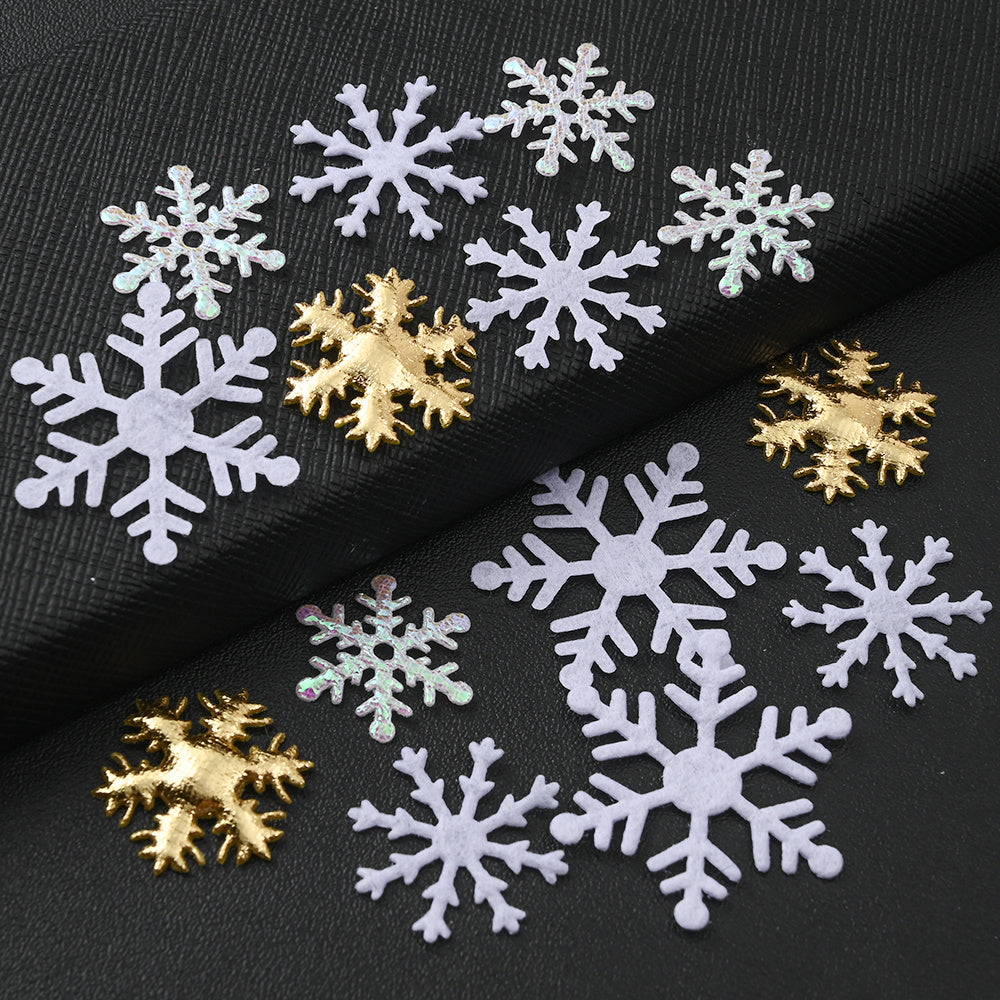 Gold & White Snowflake Polyester Decorations
