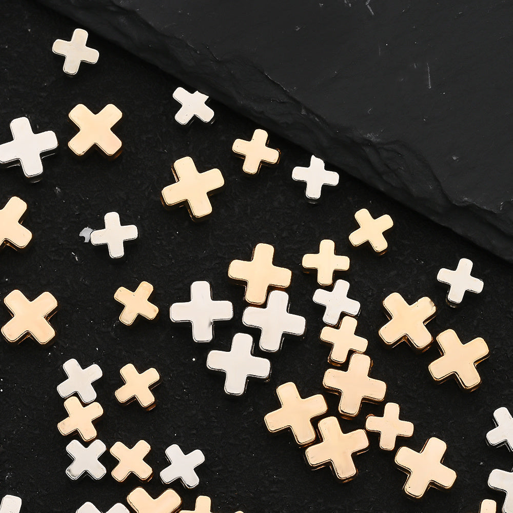 Gold & Silver CCB Cross Spacer Beads
