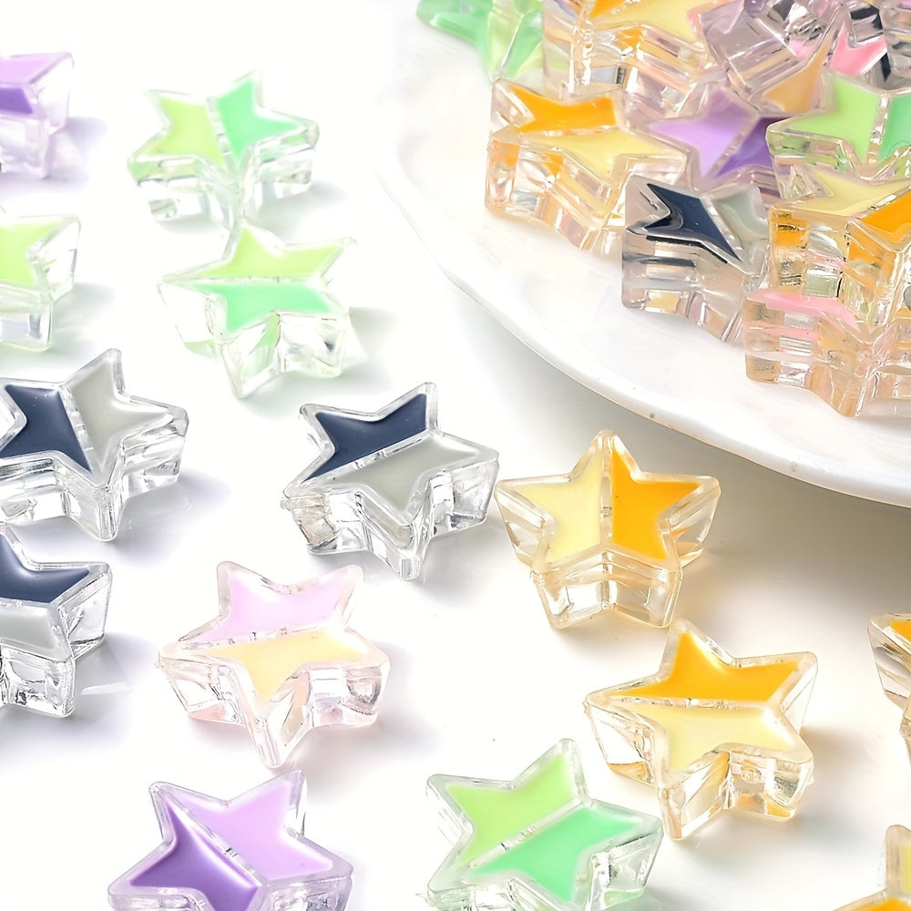 20PCS 19mm Gradient Star Acrylic Spacer Beads
