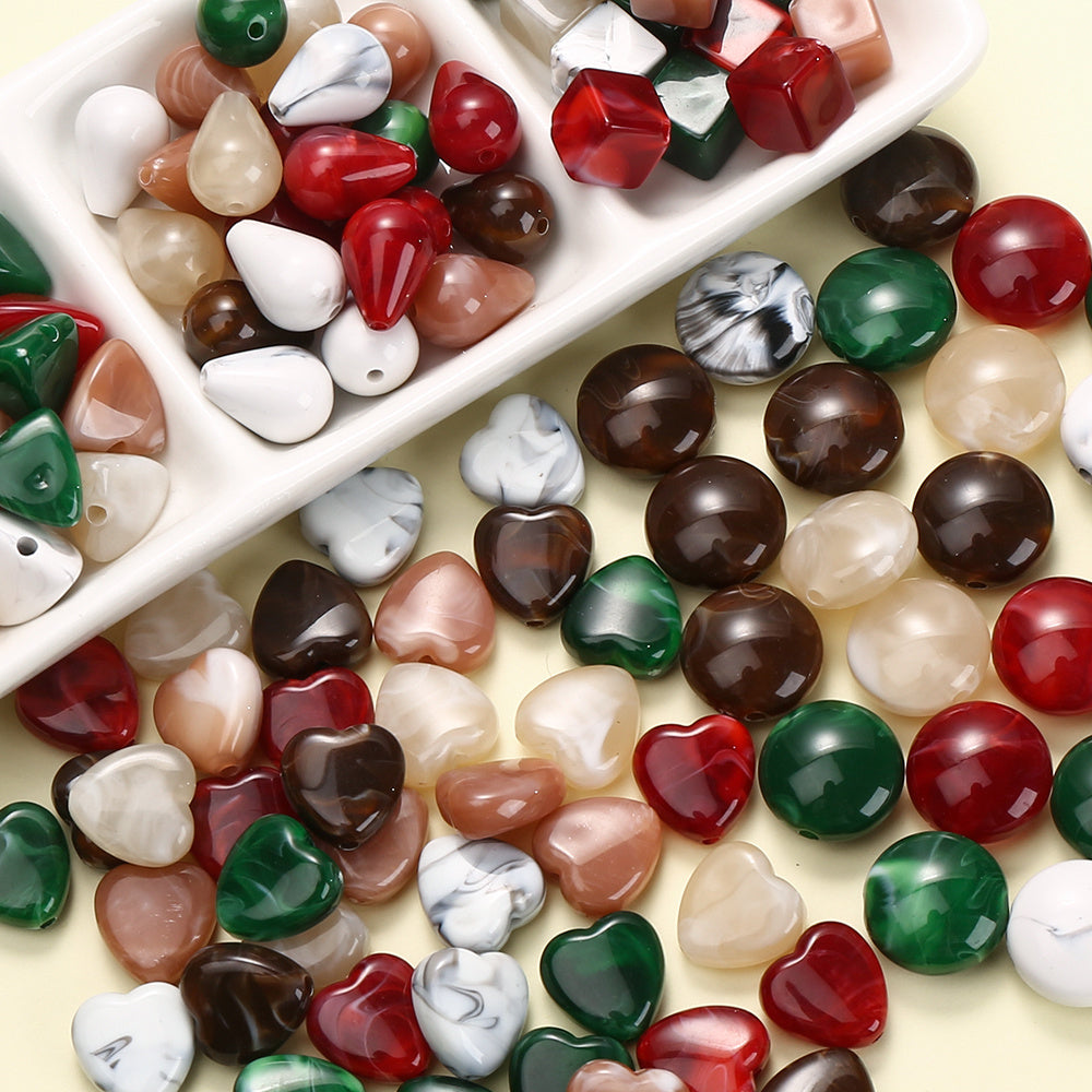 Two-Color Marble Acrylic Beads