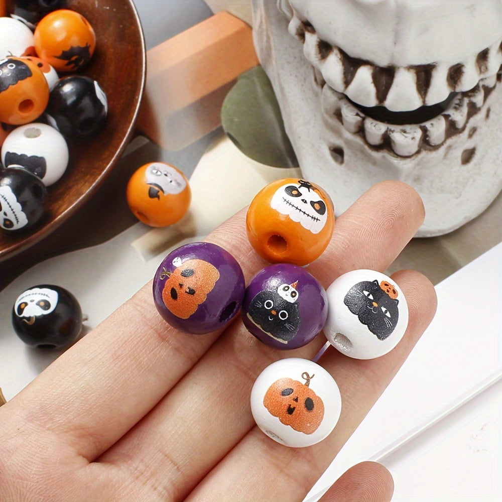 Halloween Bat Black Cat Wooden Spacer Beads