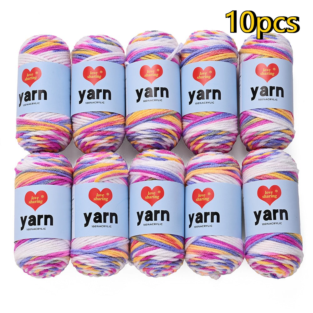10PCS 10×4cm Rainbow Gradient Polyester Knitting Yarn