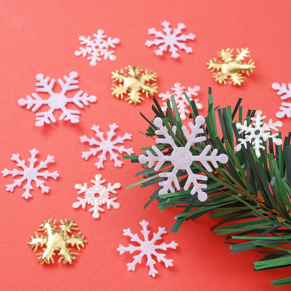 Gold & White Snowflake Polyester Decorations