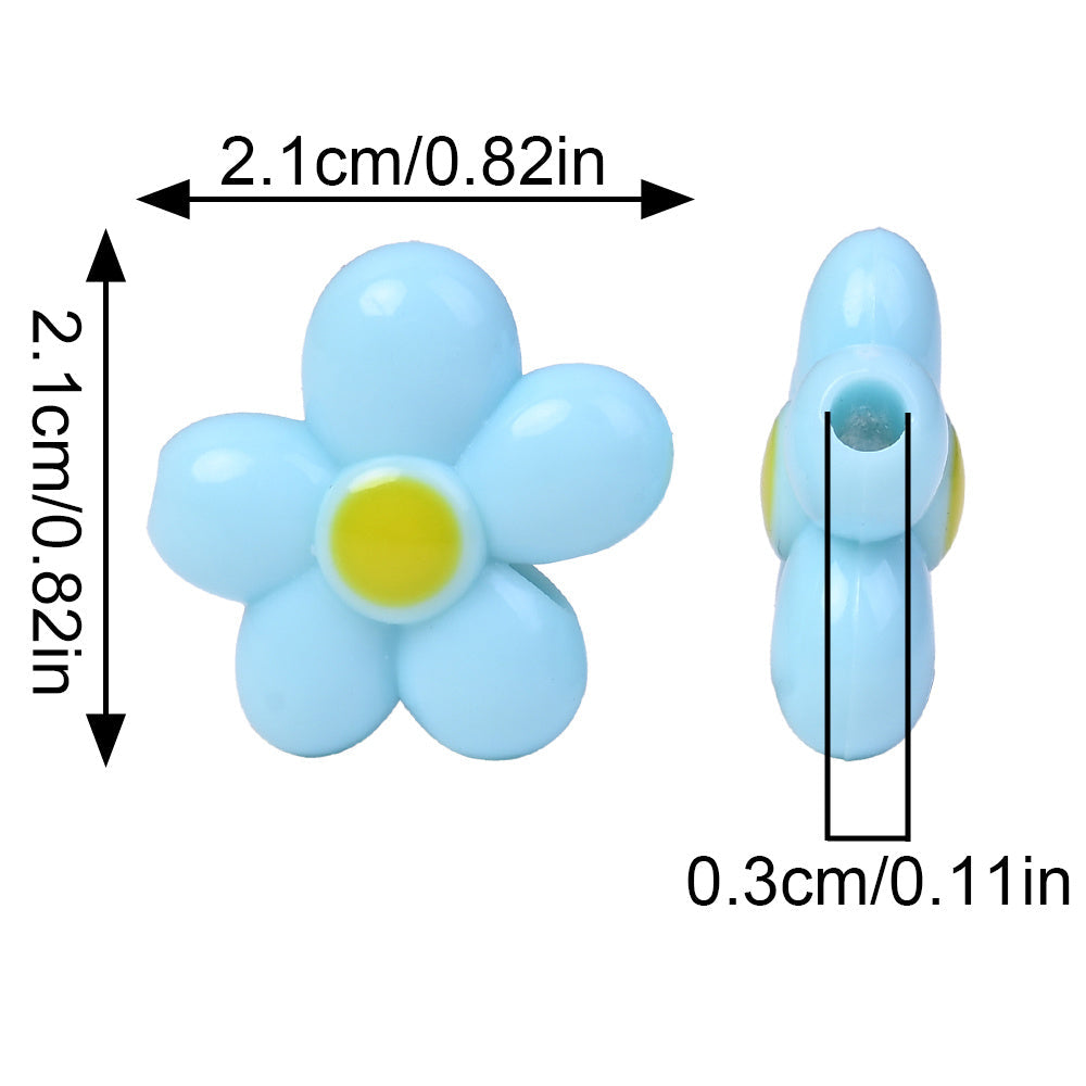 20pcs 21mm Acrylic Straight Hole Flower Spacer Beads