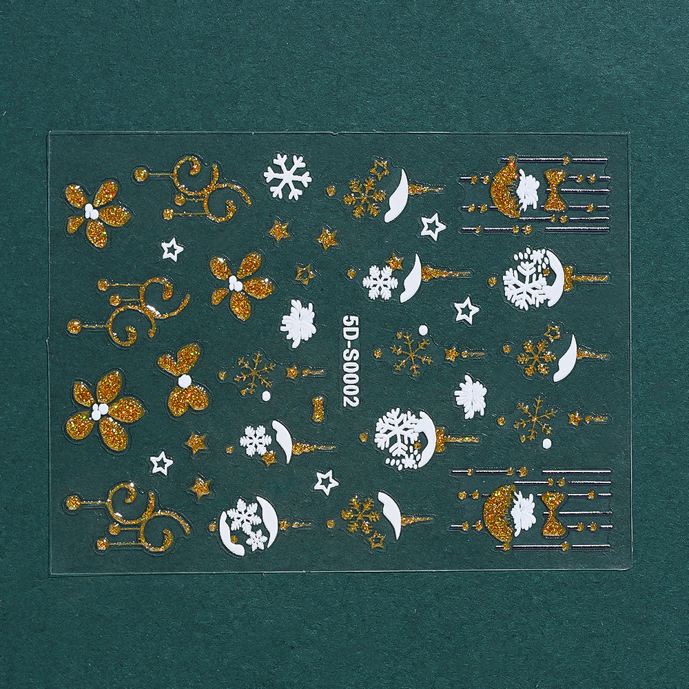 Christmas 5D Embossed Nail Art Stickers