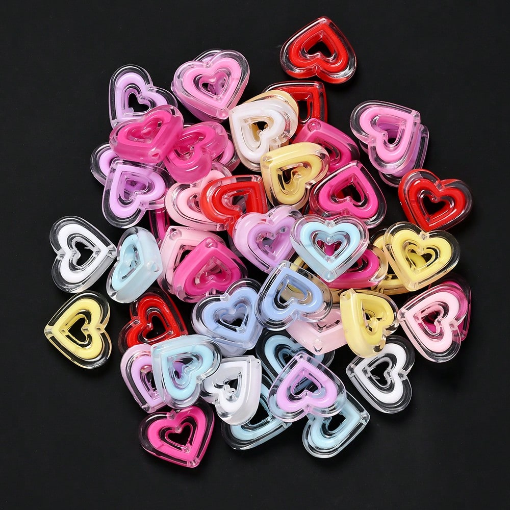 Acrylic Heart-Shaped Beads