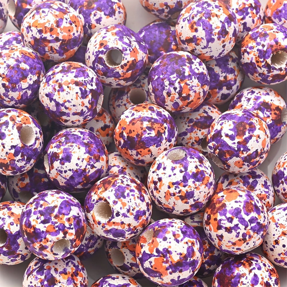 10PCS 16mm Pumpkin-Shaped Wooden Bead Set