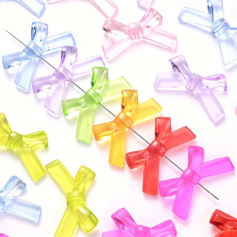 20/50PCS 2×3.4cm Transparent Bow Acrylic Embellishment Beads