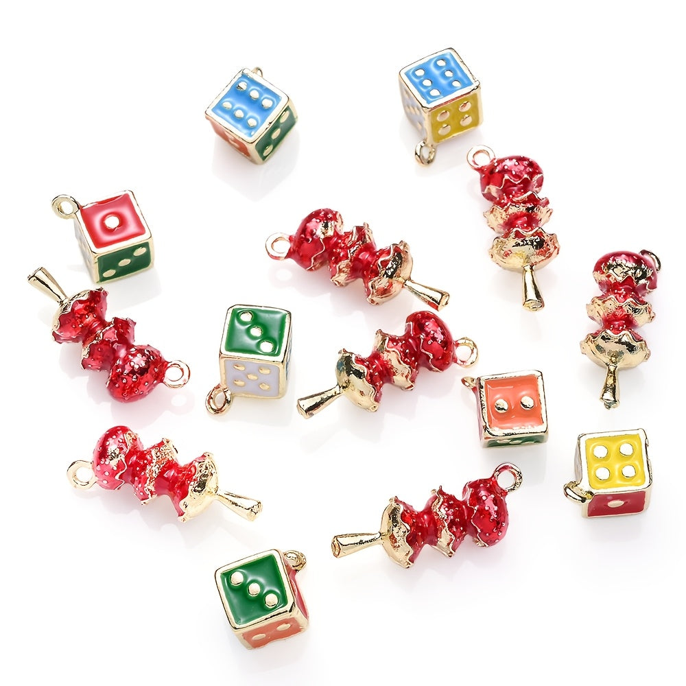 Candied Gourd Dice Alloy Pendants
