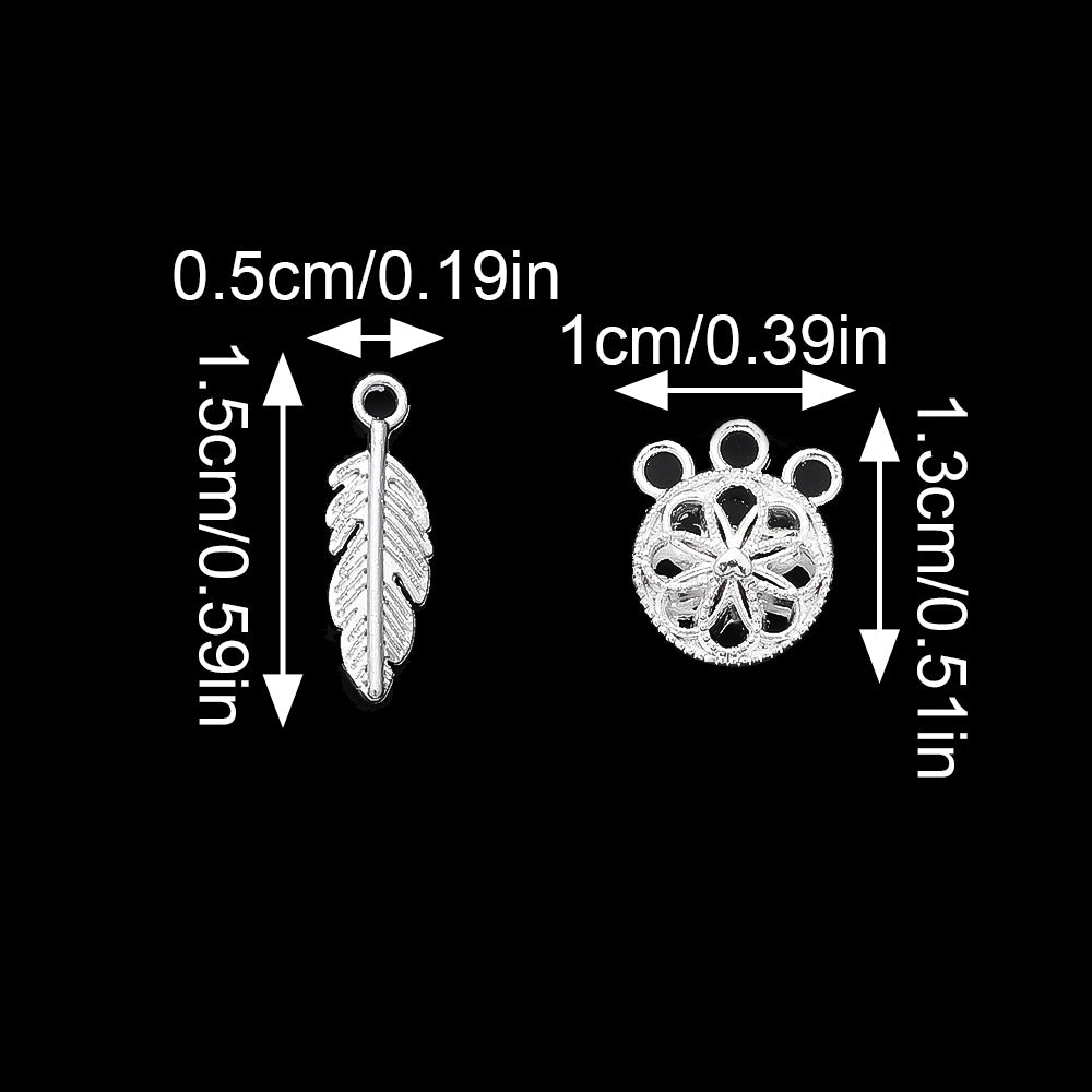 20/40/60PCS Boho Silver-Tone Dreamcatcher Charms & Spacer Beads