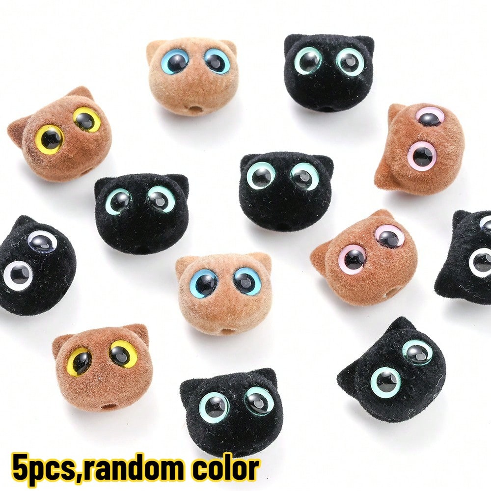 Big Eye Cat Flocking Acrylic Beads