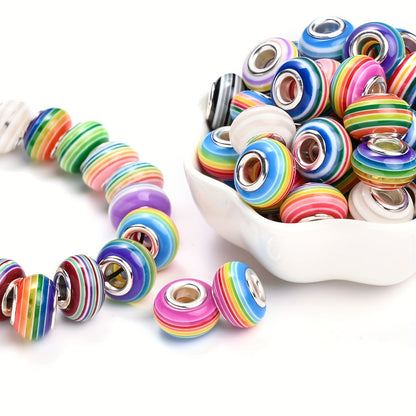 Rainbow Striped Resin Beads