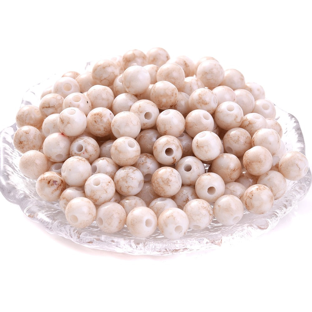 100pcs 8mm Cracked Acrylic Loose Spacer Beads