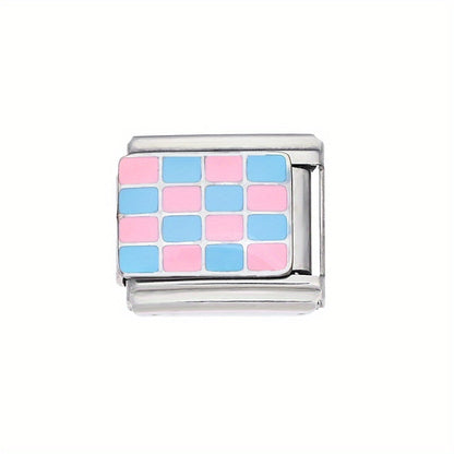 Checkerboard Stainless Steel Charm Module