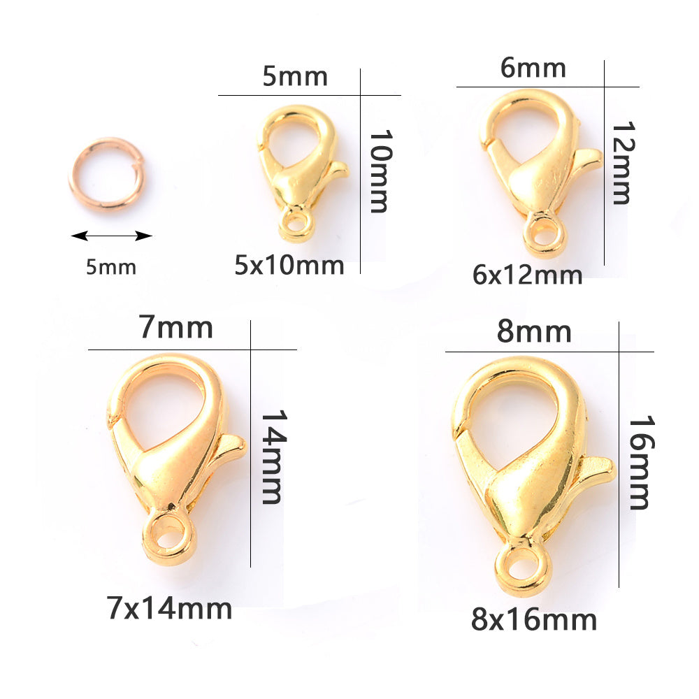 50-Piece Open Jump Rings & Lobster Clasps Jewelry Findings Set