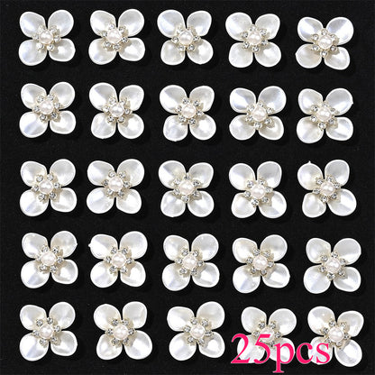 25-Piece Sparkling Rhinestone Flower Flatback Beads