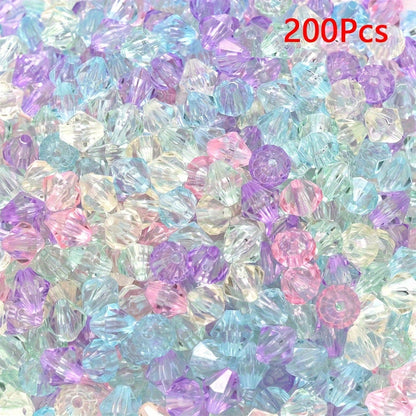 100/200PCS 6/8mm Diamond-Shaped Acrylic Bead Set