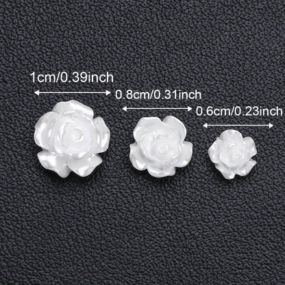50/100-Piece 6/8/10 mm White Camellia Flatback Beads